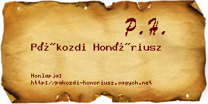 Pákozdi Honóriusz névjegykártya